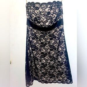 White House Black Market Ivory& Black Lace Cocktail Dress in Size 10